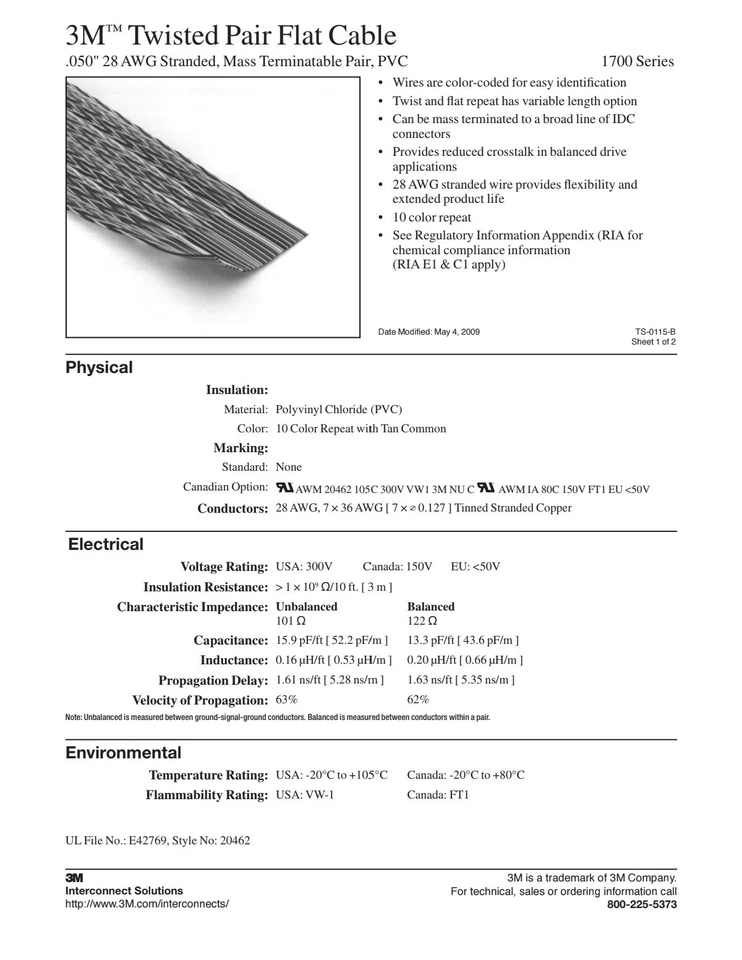 PAR TRANÇADO CABO PLANO 3M 28 AWG ENCALHADO PVC 3M -1700/10 100 PÉS CAIXA NOVO - Imagem 4 de 4