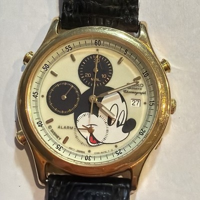 Vintage Seiko Chronograph Disney Mickey Mouse Glow in the Dark Watch Untested