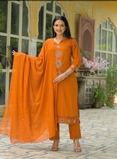 Women's Embroidery Top Kurti Pant Dupatta Set Bollywood Designer Salwar Kameez