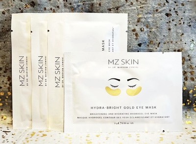 4x~MZ SKIN~Hydra-Bright Gold Eye Masks~Brightening & Hydrating~4 Single Pair~New