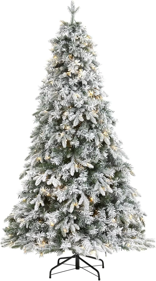 Nearly Natural 5ft. Flock Vermont Mixed Pine Artificial Christmas Tree 150 Light - Image 2 of 4