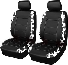 Car Seat Covers Protects Water Proof Faux Leather Carbon Fiber Fronts Cow Black
