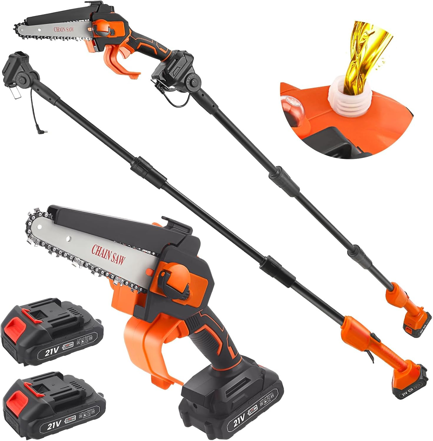 Mini Motosega Portatile 21V - 6 Pollici - 2x Batterie Litio Alta Durata