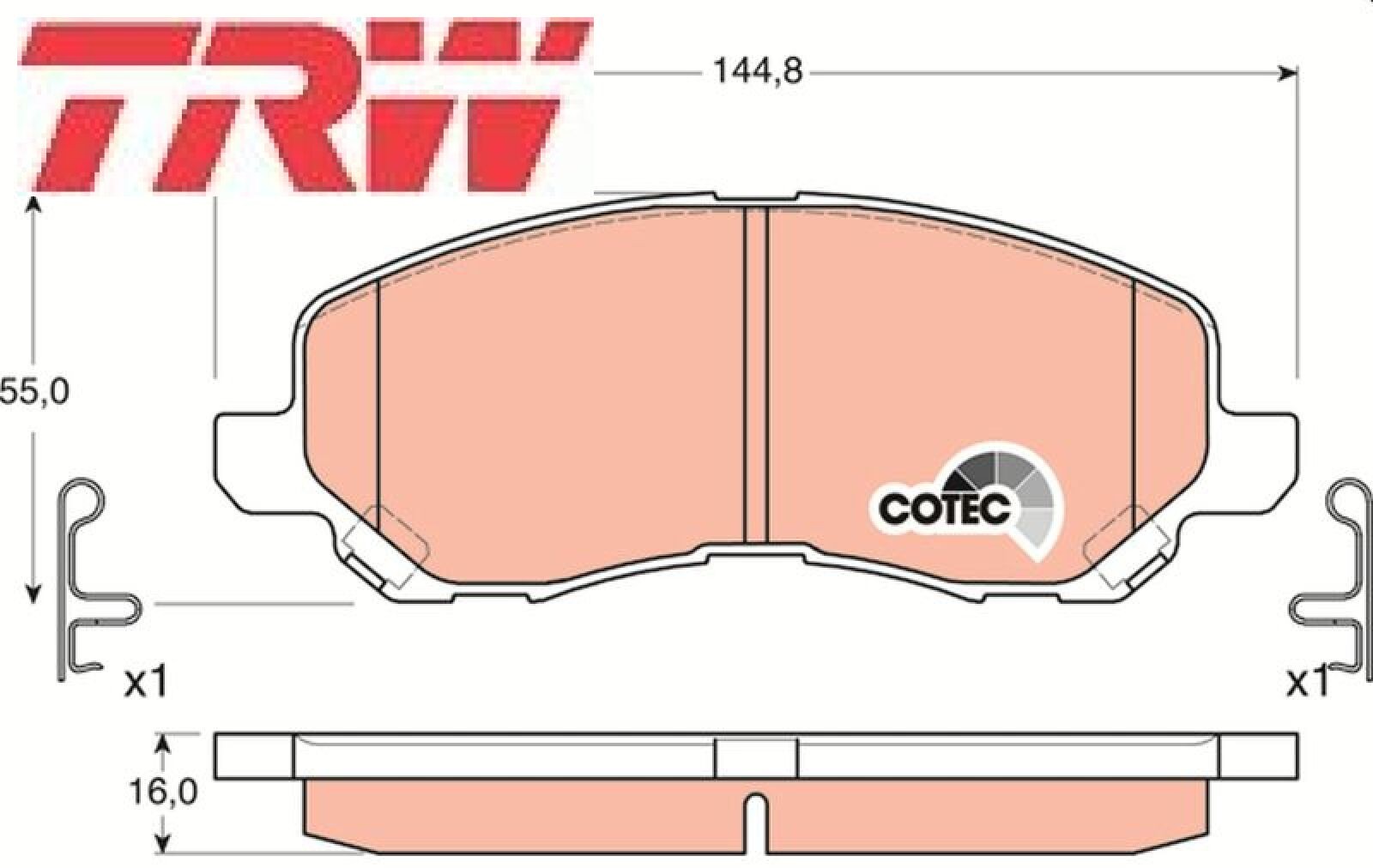 TRW GDB3287 Bremsbelagsatz für Scheibenbremse Bremsbelagsatz Bremsbeläge