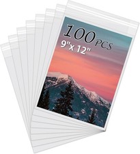 Acid-Free Picture Sleeves 100 Pack 9x12 Storage Bags for Photos Art Prints