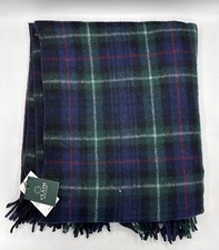 Clans Scotland Highland Wool Blend Tartan Blanket Throw Mackenzie Green NWT 68  x