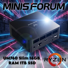 MINISFORUM UM760 Slim Mini PC AMD Ryzen 5 7640HS 16GB RAM 1TB SSD