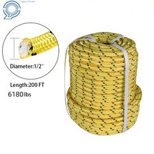 1/2" 200' Double Braid Polyester Rope Bull Rope 6180Lbs Breaking Strength Yellow