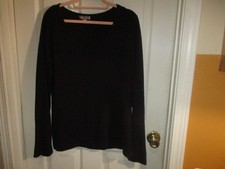 White Stag Women's Long Sleeve V Neck Black Sweater- Large