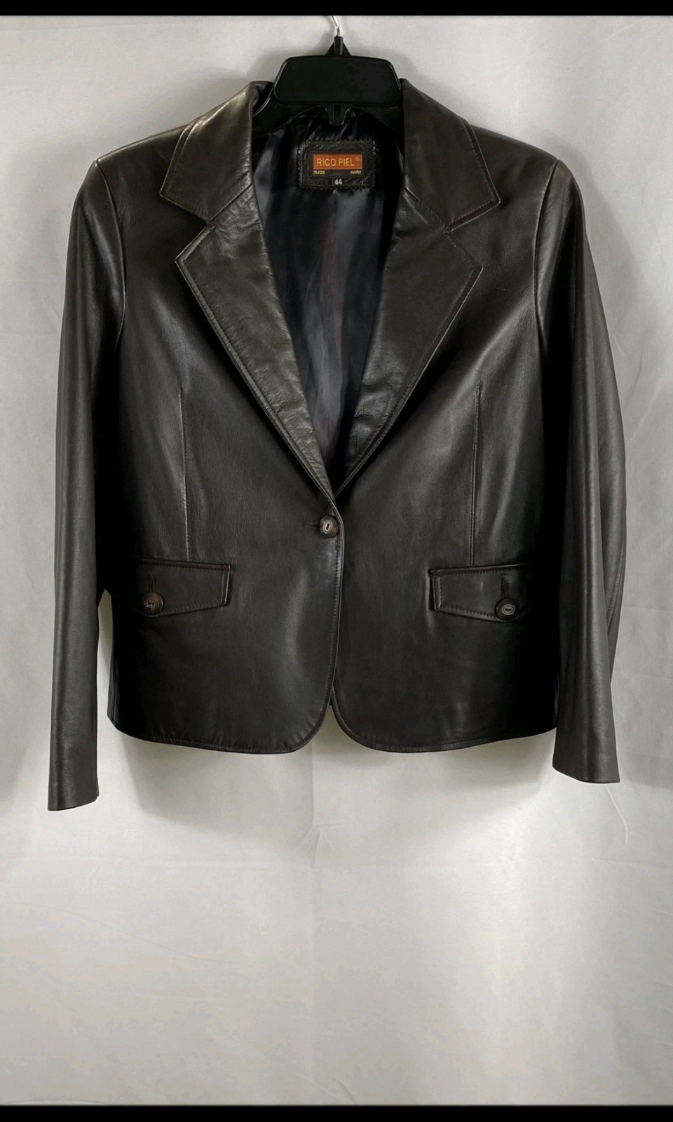 Rico Piel Men's Vintage Y2K Brown Genuine Leather Jacket Bla