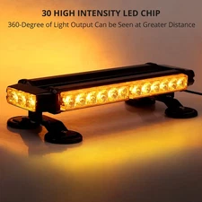 30LED Amber Flashing Beacon Light Magnetic Rooftop Strobe Emergency Warning Lamp