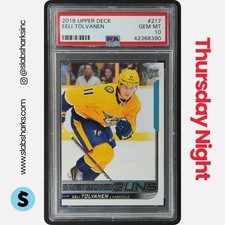 2018 UPPER DECK #217 EELI TOLVANEN YOUNG GUNS RC ROOKIE PSA 10