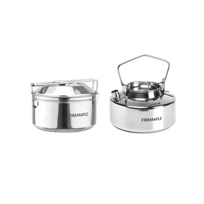 Camping Wasserkocher und Topf Set 1,0L 700g 304 Edelstahl - tragbares Kochgeschirr