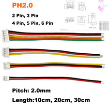 JST PH 2.0mm Connector Plug 2/3/4/5/6 Pin Terminal Wires Cable 10/20/30CM