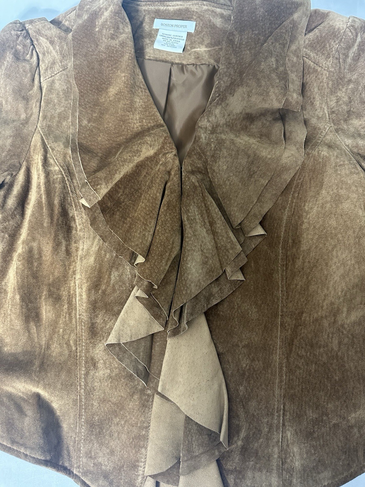 Boston Proper Brown Ruffle Open Basic Jacket Wome… - image 3