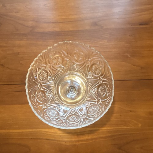 Antique Clear Pressed Glass Pedestal Compote Bowl - Picture 3 of 4