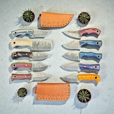 Hunting Knives | Lot of 10 | Damascus Steel | Premium Pakka Wood Handle | D1117