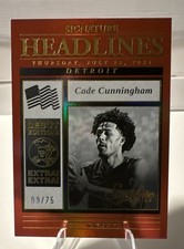 2025-26 Panini Signature Series - Signature Headlines Cade Cunningham #11 Red...