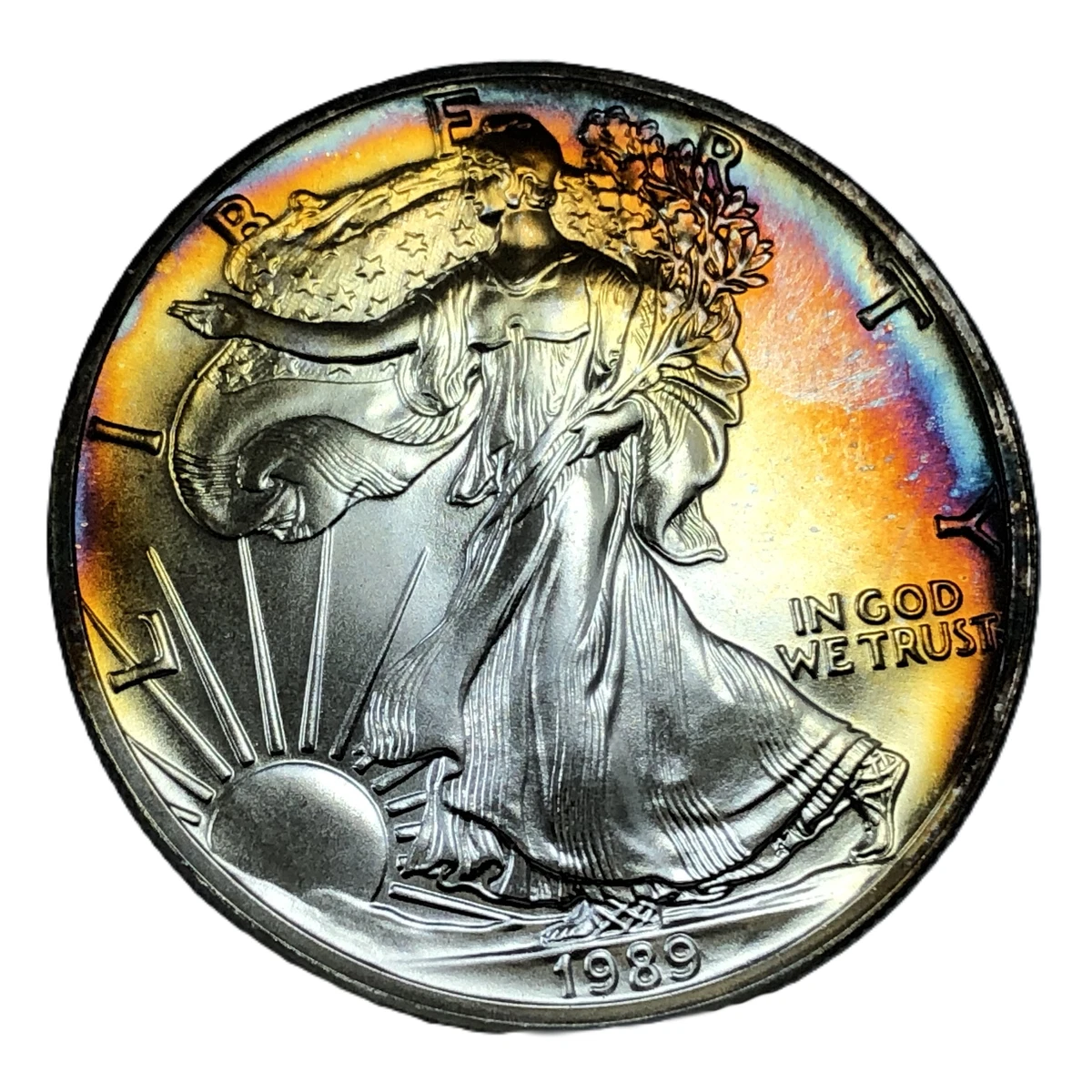 1989年 アメリカンイーグル☆シルバー☆レインボートーン American Eagle 1989 Silver Bullion Coins for sale | eBay