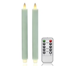 Flameless Vertical Stripes Taper Candles Flickering with Remote and Timer, 3D...