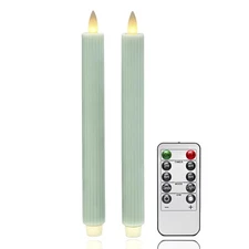 Flameless Vertical Stripes Taper Candles Flickering with Remote and Timer, 3D...