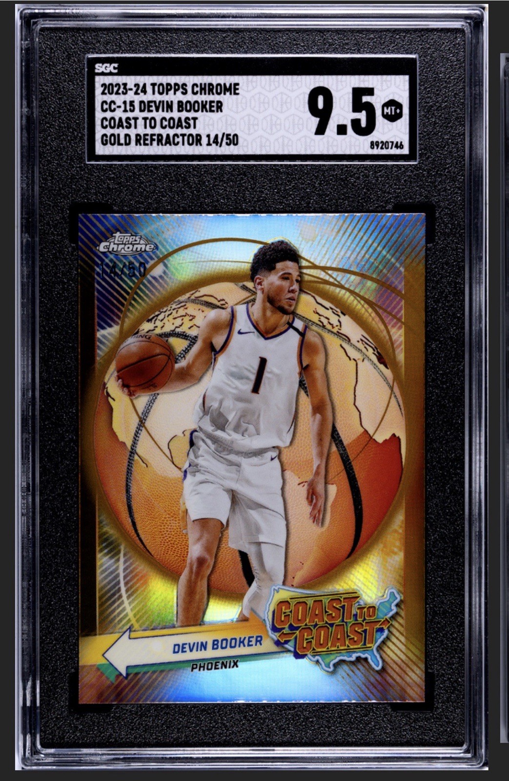 2023-24 Topps Chrome Devin Booker Coast to Gold Refractor 14/50 #CC-15 (SGC 9.5)