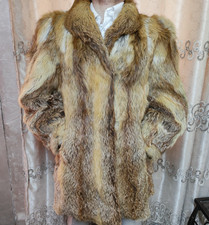 1970s Vintage Luxury genuine fire platinum gold red fox fur coat M 10 40