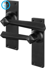 Antique Door Handle Black Tudor Style Internal Latch 150Mm + Fixings