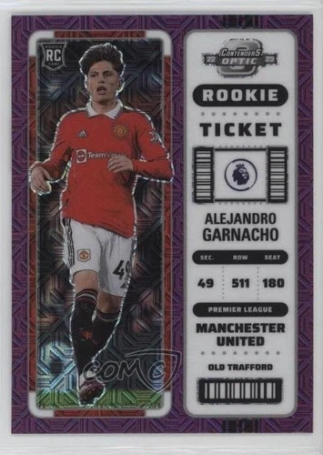 2022-23 Panini Chronicles Purple Mojo Prizm Alejandro Garnacho #299 Rookie RC