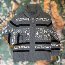 Pendleton Westerly 100 Lambswool Cowichan Cardigan Sweater Big Lebowski NWOT M