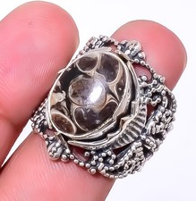 Turritella Agate - Wyoming Gemstone 925 Sterling Silver Jewelry Ring s.8 Sku15