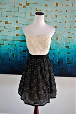 Anthropologie Meadow Rue Black Cream Strapless Dress Size 8 NWT