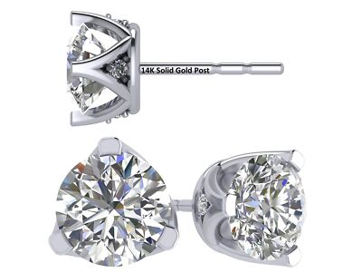 Platinierte Sterling Silber 3-Krappen Lucita Ohrstecker mit 1,5 TCW Zirkonia