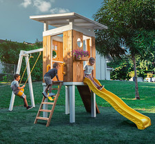 Modern Outdoor Backyard Swing Set Children'S Rock Climbing Wood Playground Plays