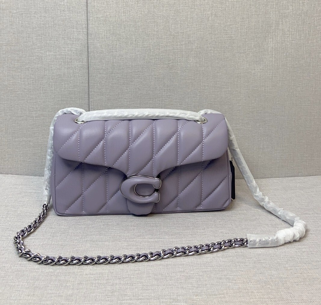 COACH パープル レザー ハンドバッグy2k New Coach Y2K Purple Silver Leather Shoulder Bag 9x5 Inches