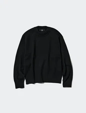 NWT Uniqlo Women's Black Smooth Cotton Long-Sleeve Crew Neck Sweater Size Medium