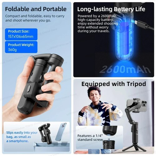 Handheld 3-axis Universal Joint Stabilizer, Anti-shake Mobile Phone Selfie Stand - Picture 5 of 24