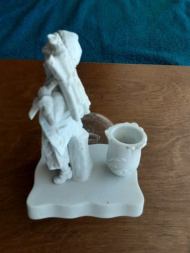 Antike deutsche Porzellan Biskuit Figur Junge Kerzenhalter signiert/nummeriert - Bild 7 von 8