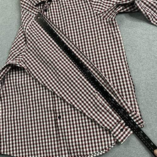 Akademiks Shirt Mens XL Button Up Slim Fit Geometric Plaid Black Pink Preppy - Picture 10 of 13