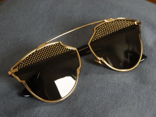 Auth Christian Dior Women Sunglasses Eyewear Gold colour, So Real