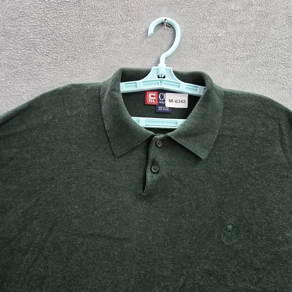 Chaps Ralph Lauren Men Polo Shirtt XL Green Logo Embroidery Long Sleeve Cotton - Image 4 of 4