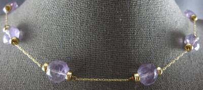 ESTATE .90CT AAA AMETHYST 14KT YELLOW GOLD BY THE YARD FUN LOVE NECKLACE #27888