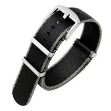 Premium Dense Twill NATO Black Grey Watch Strap For OMEGA SEAMASTER 20mm