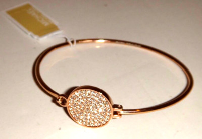 Michael Kors Heritage Rose Gold Bracelet Crystal Pave Disk MKJ3605791 + MK BOX