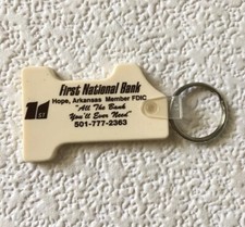 Vintage Keychain FIRST NATIONAL BANK Key Ring #1 Fob HOPE, ARKANSAS Made In USA