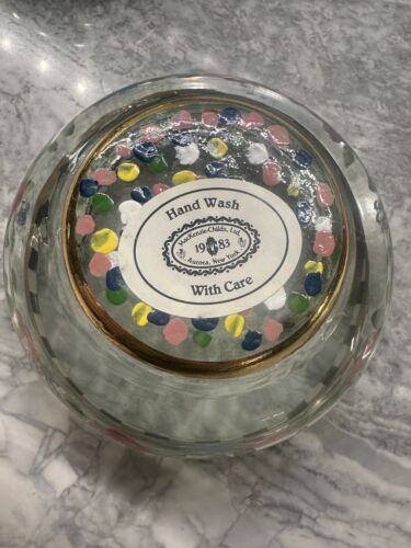 Lot Of 3 MACKENZIE CHILDS 1983 Courtly Check Circus Rose Hand Painted Glass Bowl - Picture 4 of 4