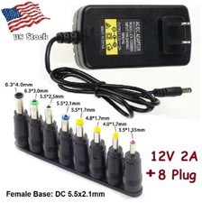 12V 2A AC/DC Power Supply Adapter Charger with 8 DC Power Plug Tips