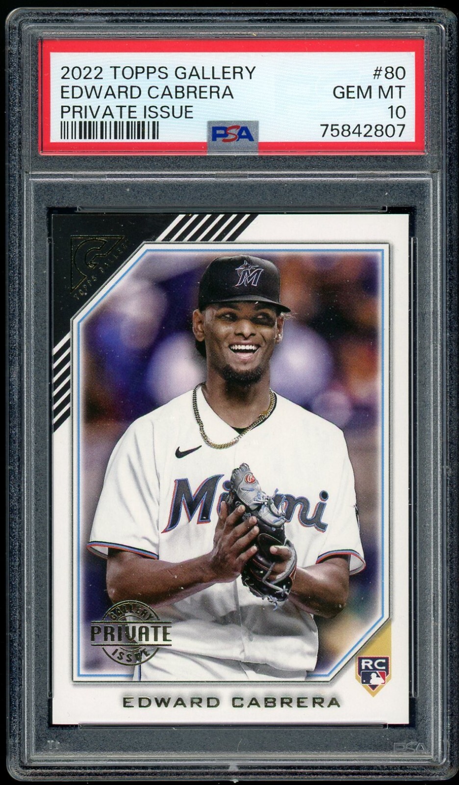 2022 Topps Gallery Private Issue #80 Edward Cabrera rookie PSA 10