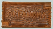 Oklahoma Ceramic Ashtray faux woodgrain pattern 6.25" x 3.25" rectangular 1" t