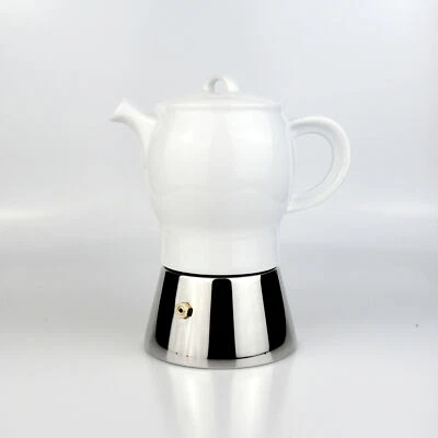 ANCAP S.P.A. Espressokocher »Carina« Edelstahl & Porzellan | 4 Tassen | Italien | 210 ml